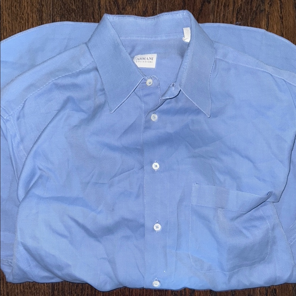 Vintage Giorgio Armani Blue Dress Shirt Crisp Cotton